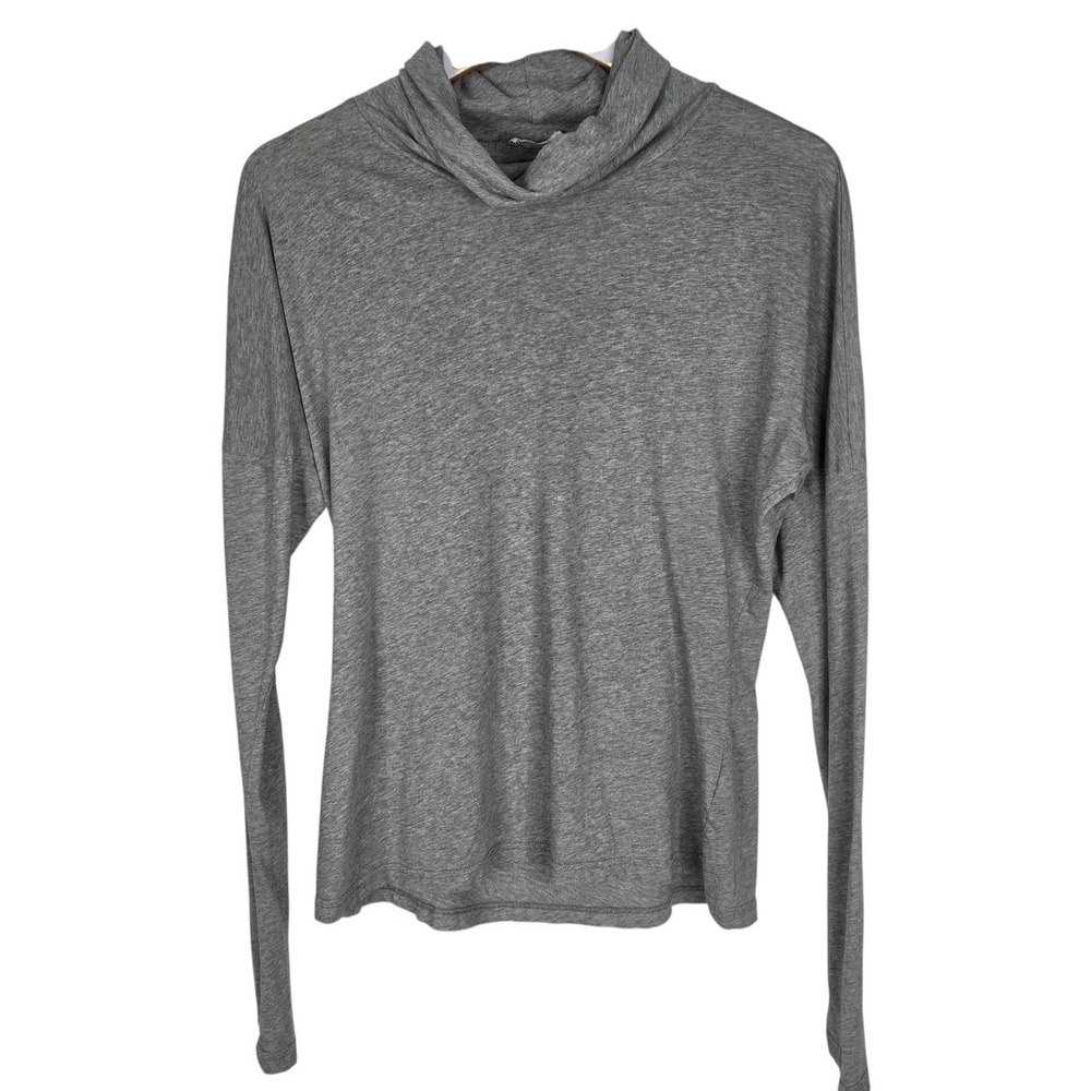 Una Pluma Shirt Womens S/M Gray Organic Cotton Cowl Neck Long Sleeve Jersey Top